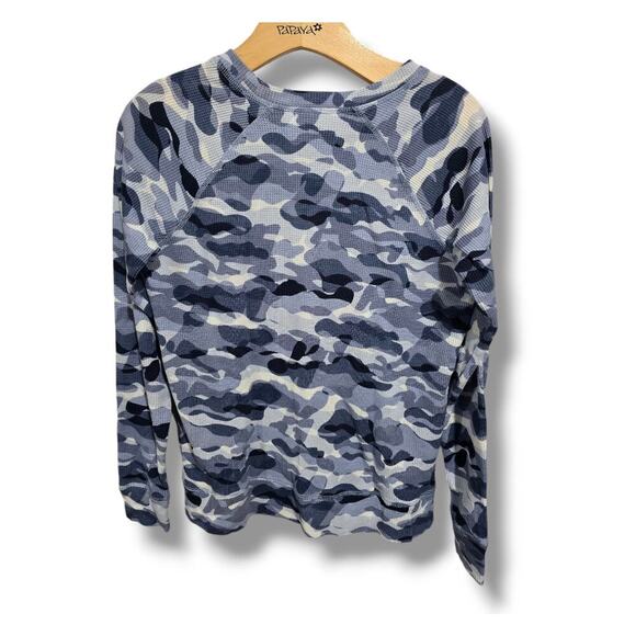Karen Scott Sport Women’s Blue Camo Waffle Knit Crewneck Top - XS - Picture 2 of 7